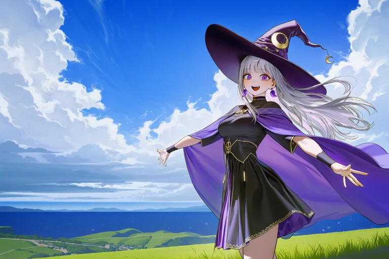 Sera facing the wind on the hill