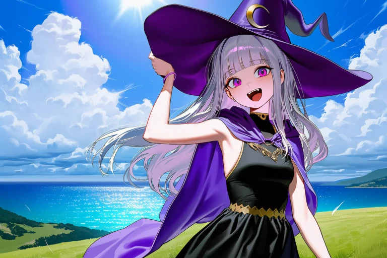 Sera facing the wind on the hill