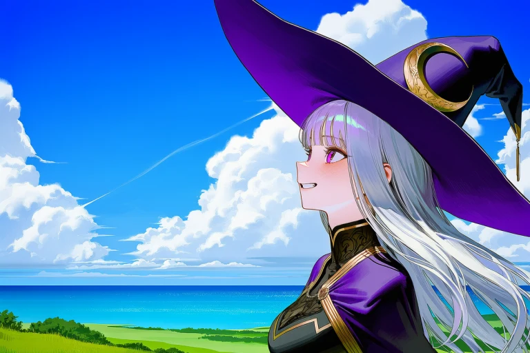 Sera facing the wind on the hill